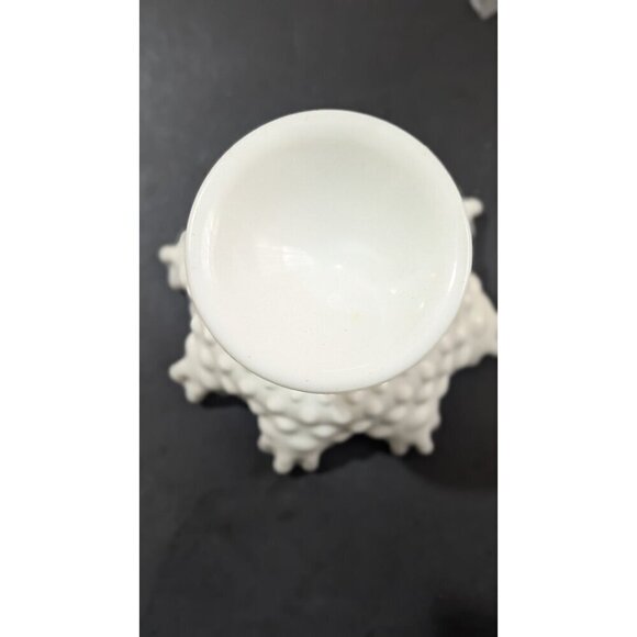 Vintage Fenton Milk Glass Hobnail Compote Candy  Ruffled Edges 5.5" Tall White M - Picture 4 of 7